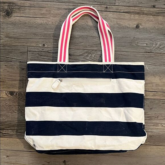 Pottery Barn Kids Striped Baby Bag with Pink Handles - Picture 4 of 8